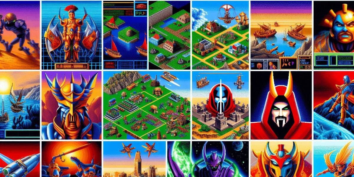 pictures of he best 90s strategy games generated by Ai art.